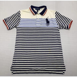 Vintage Polo Ralph Lauren Medium 10-12 Big Pony Striped Short Sleeve Shirt P151